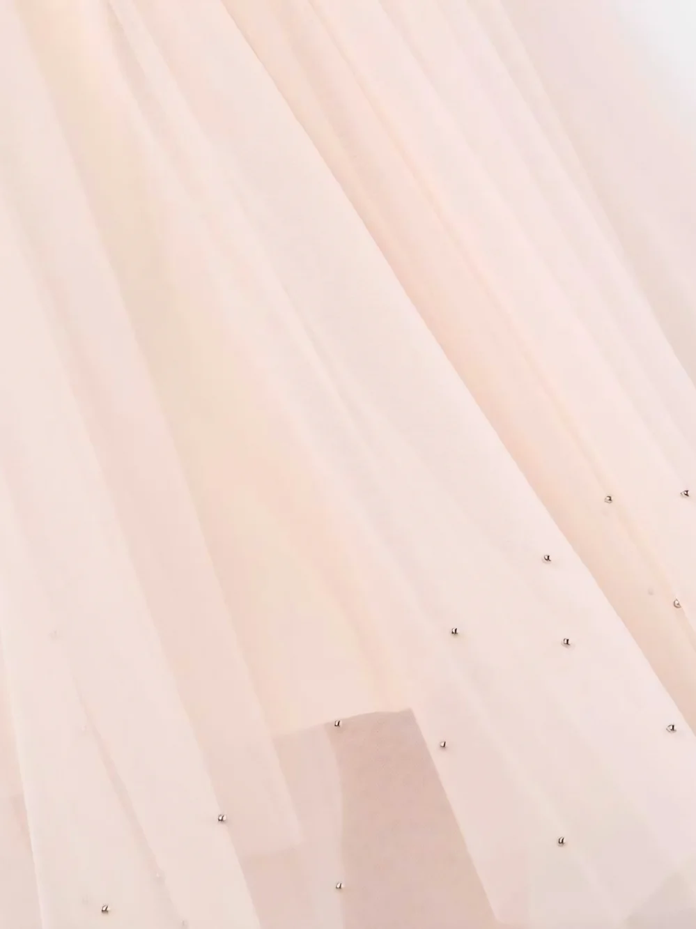 Apricot Pearl Embellished Tulle Midi Skirt - Picture 4 of 8